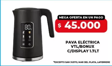 Mar del Plata - PAVA ELÉCTRICA VTL/BONUX C/DISPLAY 1.7LT