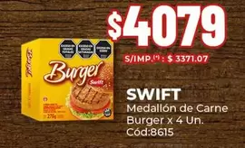 X$ - Medallón de Carne Burger x 4 Un. Cód:8615