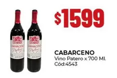 Cabarceno - Vino Patero x 700 Ml. Cód:4543