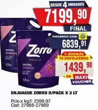 Zorro - ENJUAGUE ZORRO D/PACK X 3 LT
