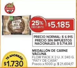 Paty - Medallón de carne vacuna