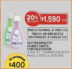 Carrefour - QUITA ESMALTES HUMECTANTE/FORTALECEDOR