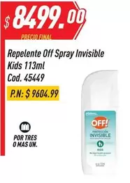 Off - Repelente Spray Invisible Kids 113ml Cod. 45449
