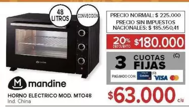Mandine - HORNO ELECTRICO MOD. MTO48