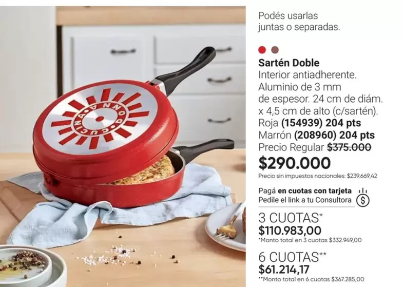 MM - Sartén Doble Roja (154939) Marrón (208960)