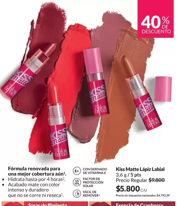 Avon - Lápiz Labial Kiss Matte