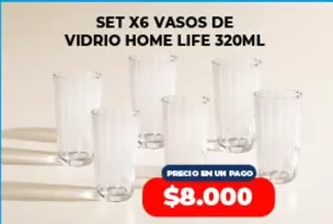 SET X6 VASOS DE VIDRIO