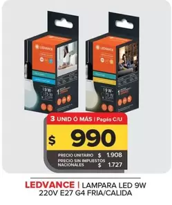 Ledvance - LAMPARA LED 9W 220V E27 G4 FRIA/CALIDA