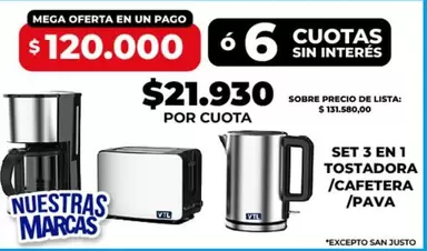 66 - SET 3 EN 1 TOSTADORA / CAFETERA / PAVA