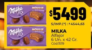 Milka - Alfajor 6 Un. x 42 Gr. Cód:1519