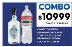 Cunnington - COMBO GASEOSA CUNNINGTON CLASSIC TONICA 2.25 LT / GIN BRIGHTON X 700 ML. CÓD: 45640-24836