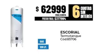 Escorial - Termotanque Cód:85706