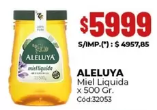 aleluya - Miel Liquida x 500 Gr. Cód:32053