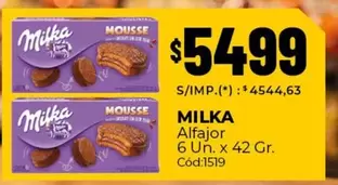 Milka - Alfajor 6 Un. x 42 Gr. Cód:1519