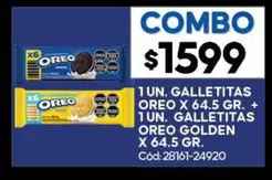 Oreo - GALLETITAS OREO X 64.5 GR. + GALLETITAS OREO GOLDEN X 64.5 GR. Cód: 28161-24920