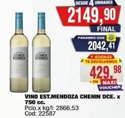 Estancia Mendoza - VINO EST.MENDOZA CHENIN DCE. X 750 cc.