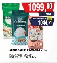 cañuelas - ARROZ CAÑUELAS-MARIAS x1 kg