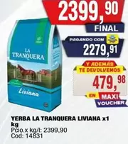 La Tranquera - YERBA LA TRANQUERA LIVIANA x1 kg