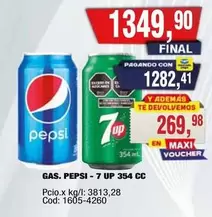 Pepsi - GAS. PEPSI - 7 UP 354 CC