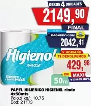 Mas - PAPEL HIGIENICO rinde 4x50mts Cod: 21173
