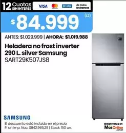 Samsung - Heladera no frost inverter 290 L. silver SART29K507JS8