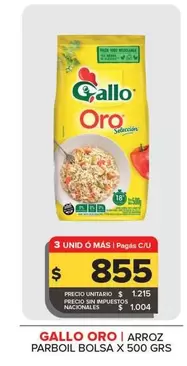 Gallo Oro - Arroz Parboil Bolsa