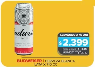 Budweiser - Cerveza Blanca Lata