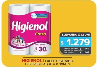 Higienol - Papel Higienico H/S Fresh Aloe