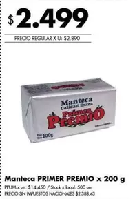 Primer Premio - Manteca
