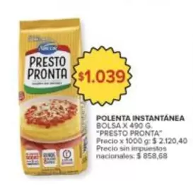 Presto Pronta - POLENTA INSTANTÁNEA
