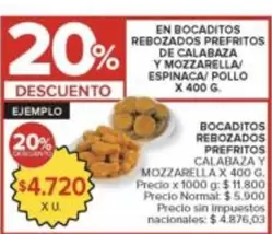 X$ - BOCADITOS REBOZADOS PREFRITOS DE CALABAZA Y MOZZARELLA/ESPINACA/ POLLO