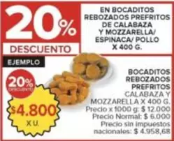 X$ - BOCADITOS REBOZADOS PREFRITOS DE CALABAZA Y MOZZARELLA/ ESPINACA/ POLLO