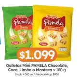 X$ - Galletas Mini PAMELA Chocolate, Coco, Limón o Manteca