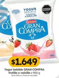 Gran Compra - Yogur bebible GRAN COMPRA frutilla o vainilla