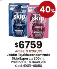 Skip - Jabón líquido concentrado Expert, x 800 ml.