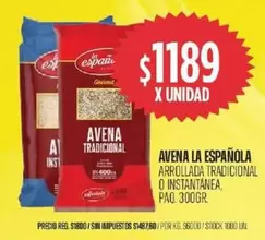 La Española - Avena Arrollada Tradicional o Instantánea