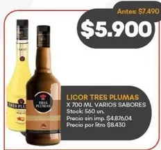 Tres Plumas - LICOR TRES PLUMAS