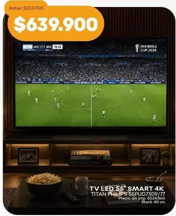 Philips - TV LED 55" SMART 4K TITAN PHILIPS 55PUD7309/77