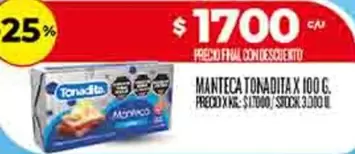 Tonadita - MANTECA TONADITA X 100 G.