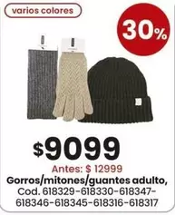 Gorros/mitones/guantes adulto, Cod. 618329-618330-6183347-618346-618345-618316-618317