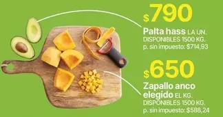 Elegido - Palta hass, Zapallo anco