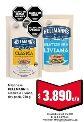 Hellmann's - Mayonesa Clásica o Liviana