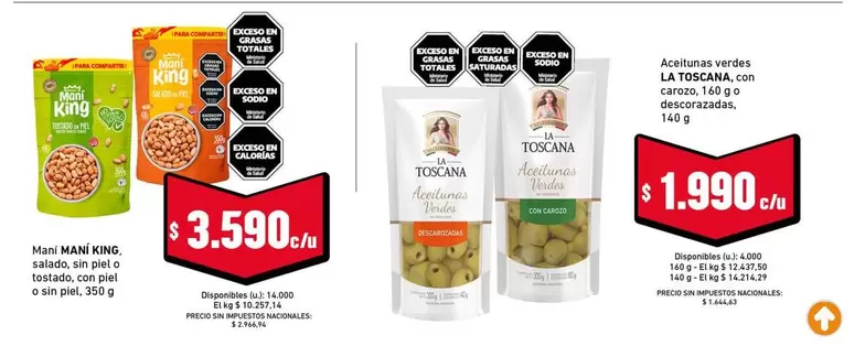 King - Mani KING, tostado, sin piel y sin sal