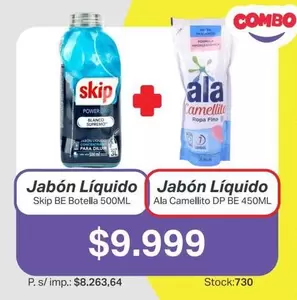 Skip - Jabón Líquido  BE Botella 500ML + Jabón Líquido Ala Camellito DP BE 450ML