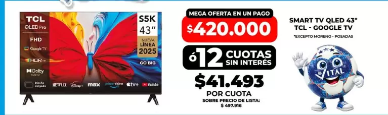 TCL - SMART TV QLED 43" Google TV