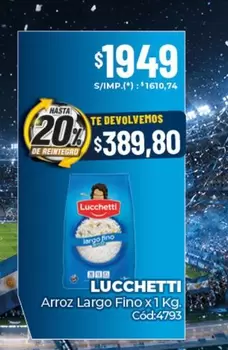 Lucchetti - Arroz Largo Fino x 1 Kg. Cód:4793