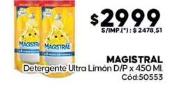 Magistral - Detergente Ultra Limón D/P x 450 Ml. Cód:50553