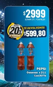Pepsi - Gaseosa x 2Lt. Cód:30774