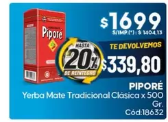 Pipore - Yerba Mate Tradicional Clásica x 500 Gr. Cód:18632