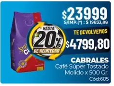 Cabrales - Café Súper Tostado Molido x 500 Gr. Cód:685